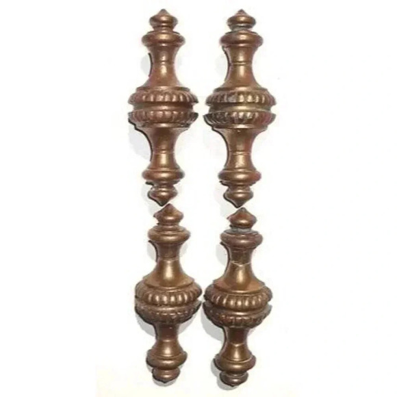 Vintage ART DECO Copper CABINET Drawer Pull Handle HARDWARE / Set of 4 - Picture 1 of 4